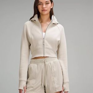 Lululemon cropped scuba full zip in bone